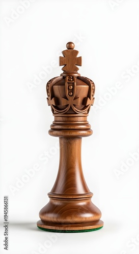 brown chess king on white background