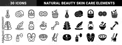 Wellness and Spa Hybrid Icons Featuring Bamboo Candle Merged with Spine Stone Massage and Aromatherapy Oil Diffuser Symbols for Holistic Health