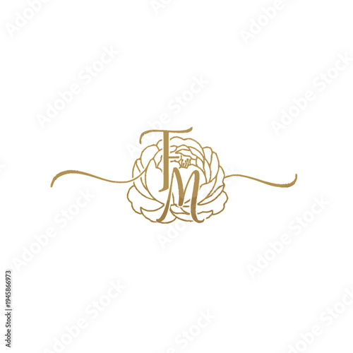 Elegant Gold Monogram Initials with Laurel Wreath.