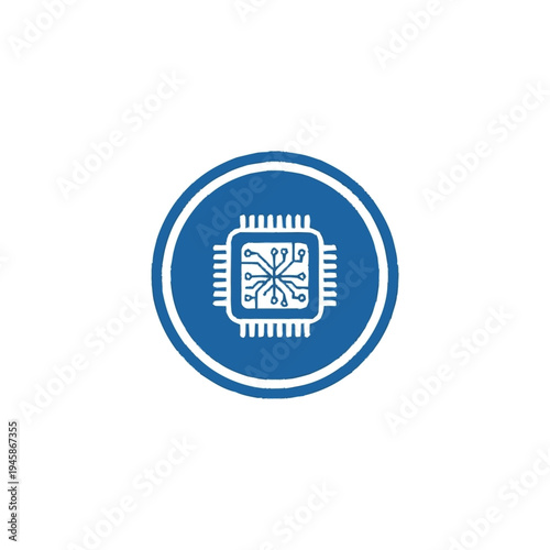 Microchip Icon in Blue Circle.
