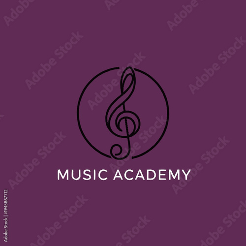 Treble Clef Music Academy Logo Design.