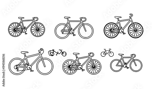 Bicycle Line Icon Set Modern Bike Vector Symbol Collection