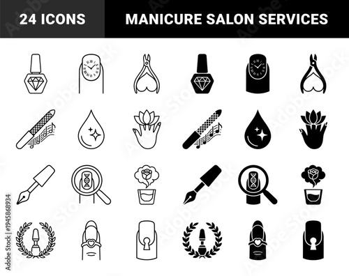 Manicure and Pedicure Beauty Concepts Merged with Abstract Symbols for Nail Care Salon Services and Professional Esthetician Branding