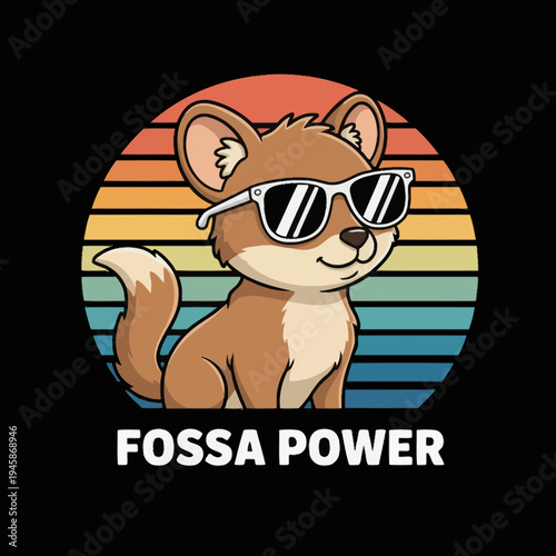 Cartoon Fossa Wearing Sunglasses Smiling.