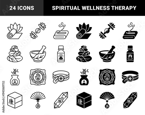 Wellness and holistic healing symbols merging organic elements with spiritual geometry including lotus yoga mats and dna infused essential oil burners