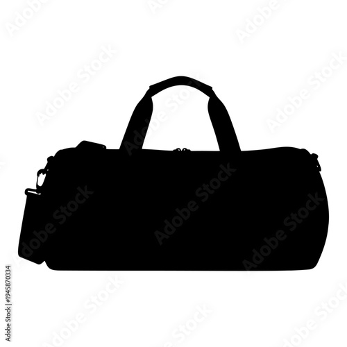 Solid black silhouette icon of a cylindrical duffel gym bag isolated on transparent background