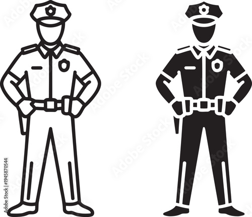 Wallpaper Mural Police silhouette & outline set isolated on transparent background  Torontodigital.ca