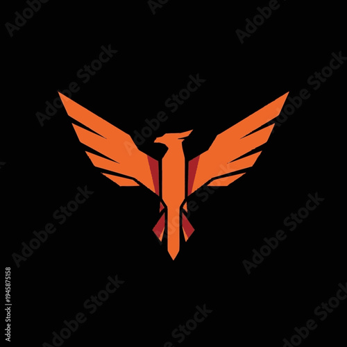 Orange Phoenix Bird Logo Illustration Design.