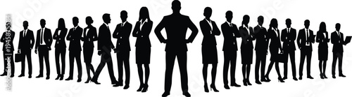 Business people silhouette team, corporate professionals group leadership concept, office workforce partnership, successful company staff, business teamwork vector illustration