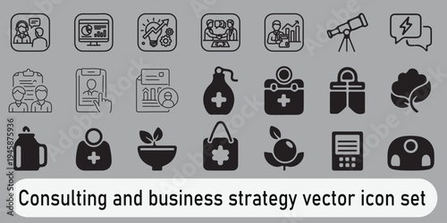 Consulting and business strategy vector icon set