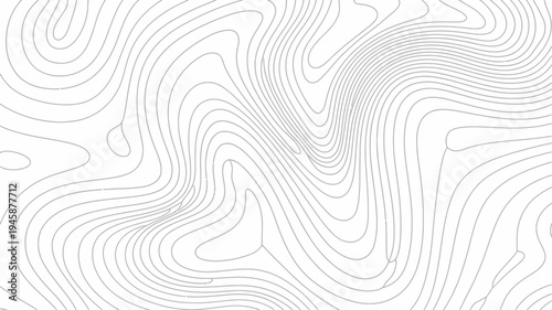 An abstract black and white image depicts flowing curved lines resembling topographical map contours or wave patterns high quality professional detailed modern elegant stylish clean crisp