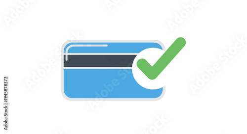 Approved blue credit card symbol.