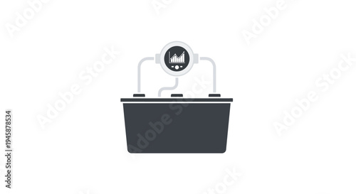 Battery with voltage meter attached.