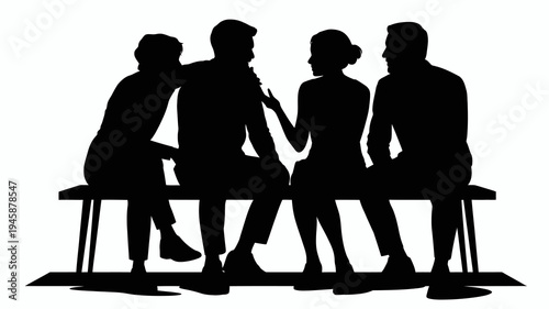 A silhouette depicts four people seated together in conversation potentially a group of friends or colleagues high quality professional detailed modern elegant stylish clean crisp vibrant