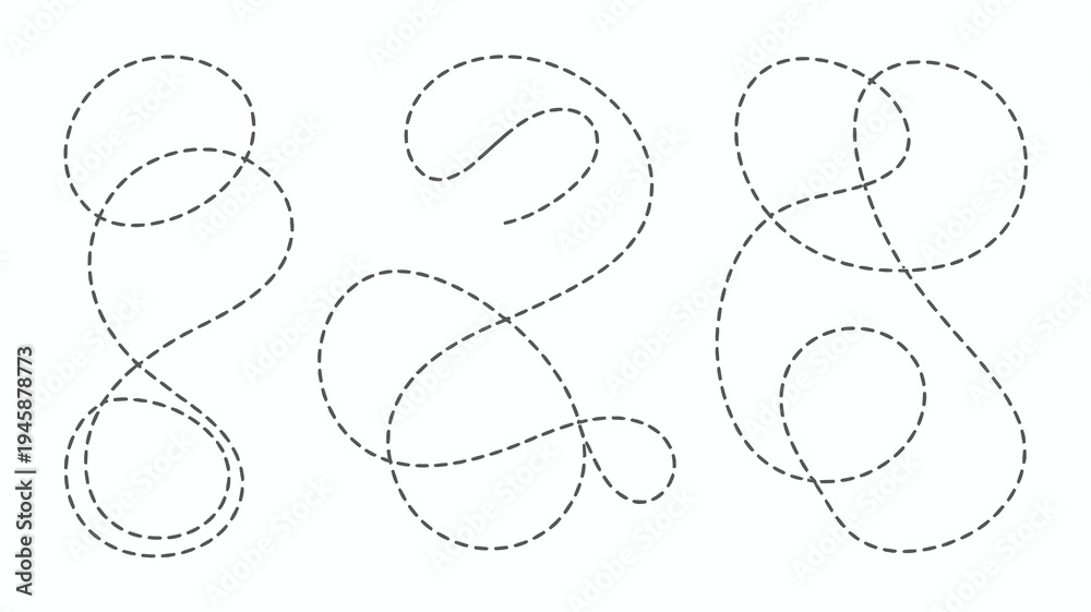 Εκτύπωση καμβά This image displays three separate abstract line drawings resembling cursive let