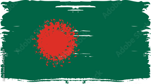 Bangladesh flag with distressed brush stroke effect, independence day graphic