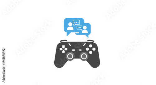 Black video game controller with chat.
