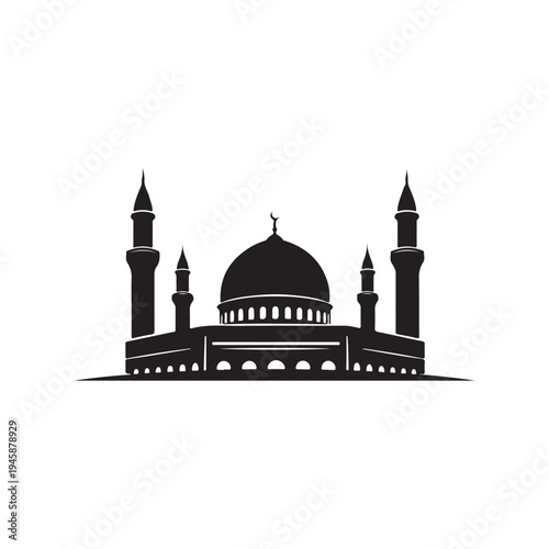 Al Aqsa mosque silhouette vector illustration on white background