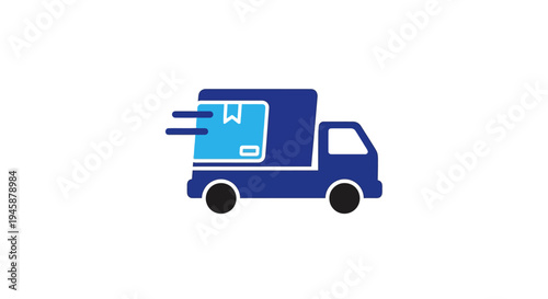 Blue Delivery Truck Vehicle Side View.