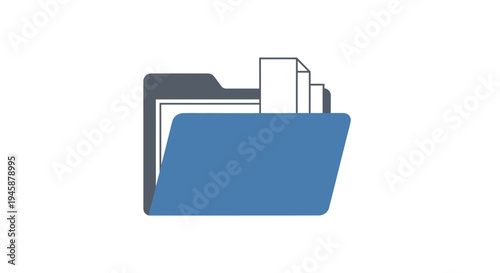 Blue File Folder with Papers.