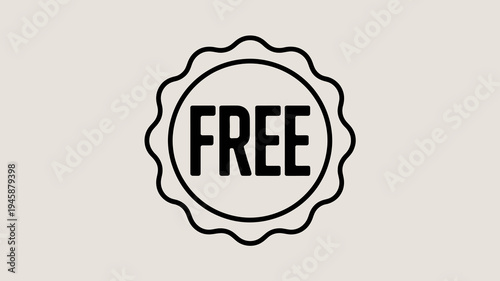 A simple black and white graphic features the word free prominently displayed within a decorative circular badge or emblem high quality professional detailed modern elegant stylish