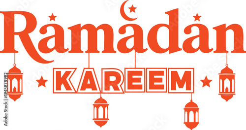 Ramadan Kareem celebration with traditional lanterns and stars design