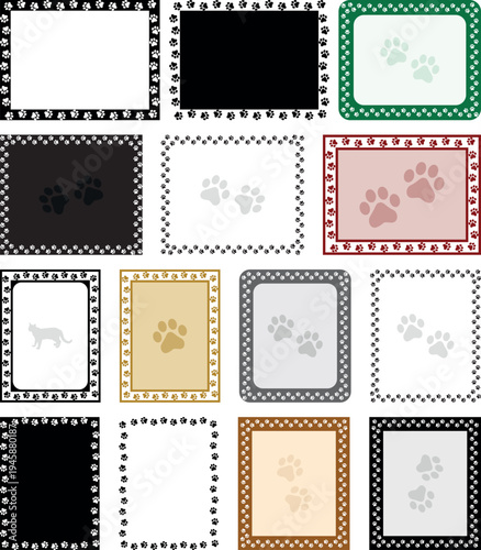 Paw Prints Background. Cute pets and Dogs pets paw print isolated on white background.