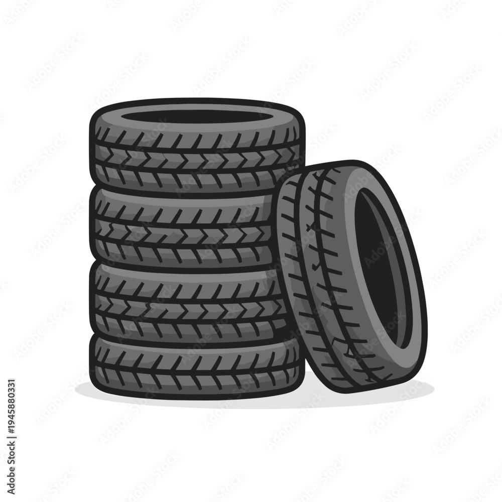 Obraz premium Pile of car tires illustration