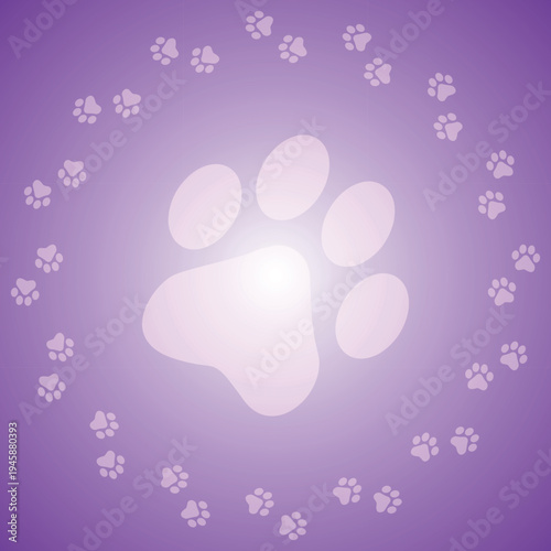 Paw Prints. Cute pets and Dogs pets paw print isolated on white background. Animal paw prints.