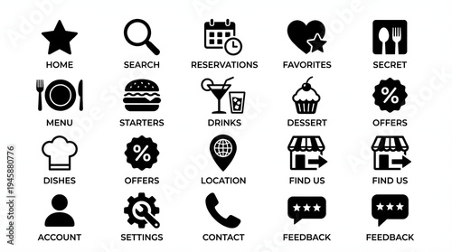 Photography A versatile set of food and restaurant related user interface icons for mobile a