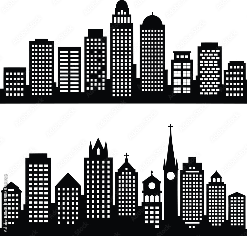 Fototapeta premium Diverse architectural skyline featuring modern and traditional buildings