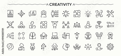 Creative icon set. Icons for UI designs. Art and illustration. Paint icon set. Includes symbols for artwork, web design, drawing, paint, design, artistic, art and more.