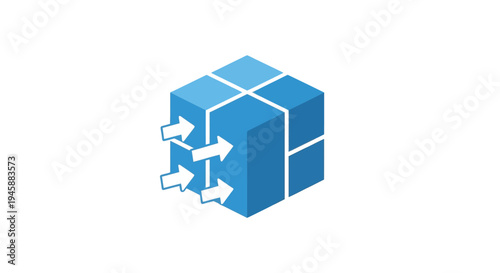 Blue puzzle cube with arrows.