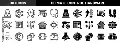 Industrial HVAC and Ventilation System Symbols Featuring Hybrid Concepts for Climate Control Airflow Management and Thermal Engineering Solutions