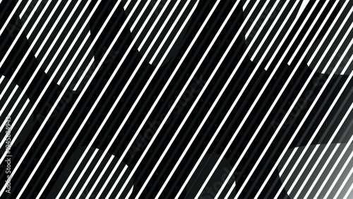 Abstract black and white metallic striped pattern background with textured steel lines and dark silver design