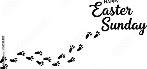 Easter sunday greeting with bunny footprints