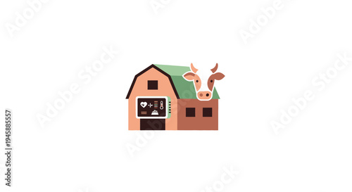 Brown Barn With Green Roof.