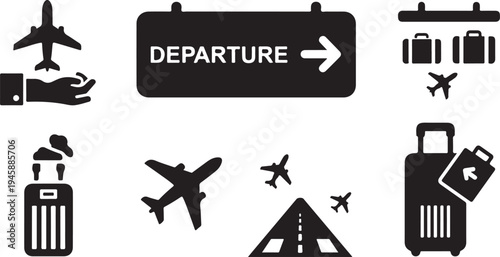 Airport Departure Travel Icons and Symbols for Travelers