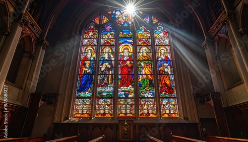 Wallpaper Mural Ornate Stained Glass Window Depicting Biblical Figures Bathed in Sunlight Torontodigital.ca