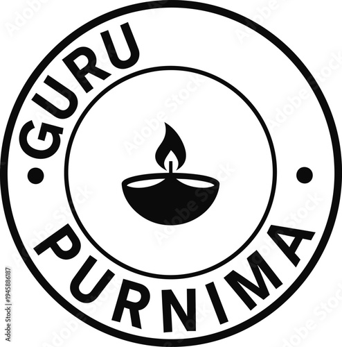 Guru purnima logo with traditional indian diwali lamp