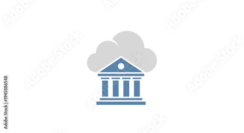 Cloud Storage Service Building Icon.