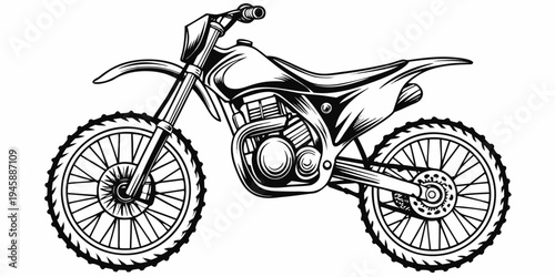 Off-Road Dirt Bike Illustration - Motocross Enduro Sport Motorcycle Racing Vehicle Sketch