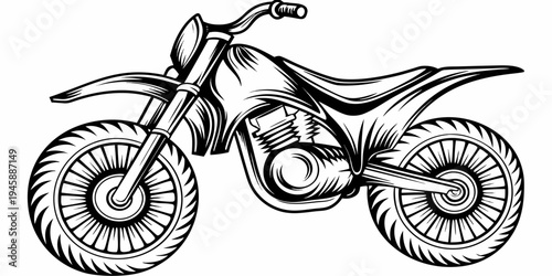 Professional Motocross Dirt Bike Illustration - Off-Road Racing Motorcycle Action Sports Sketch