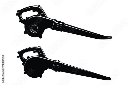 Black and white image of two identical hedge clippers on a plain background