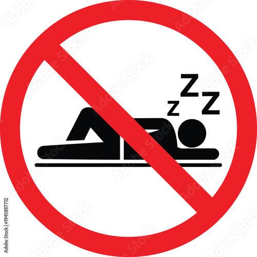 Prohibition sign for swimming and sleeping on poolside loungers