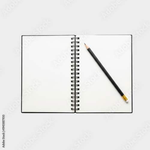 Spiral notebook with a pencil resting on top of its pages