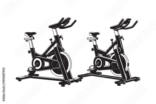 Two stationary exercise bikes for fitness and cycling