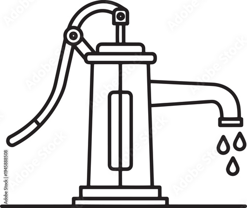 vintage metal water tap with drops vector illustration