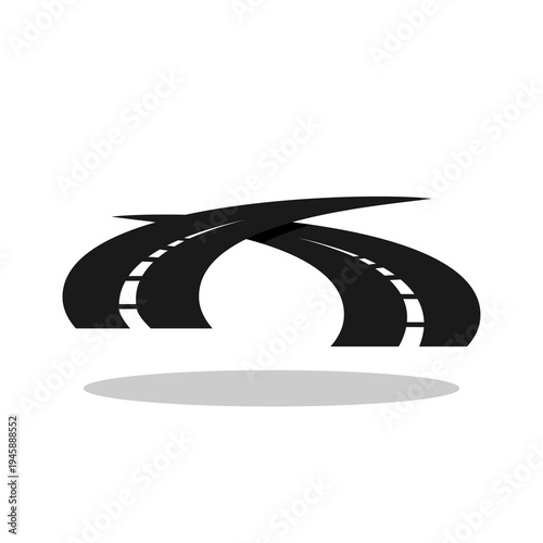 Curving Tarred Road Or Highway icon with shadow