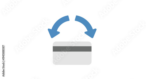 Credit card with curved arrows symbol.